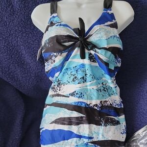 Belle Du Jour Blue and Black Swimsuit